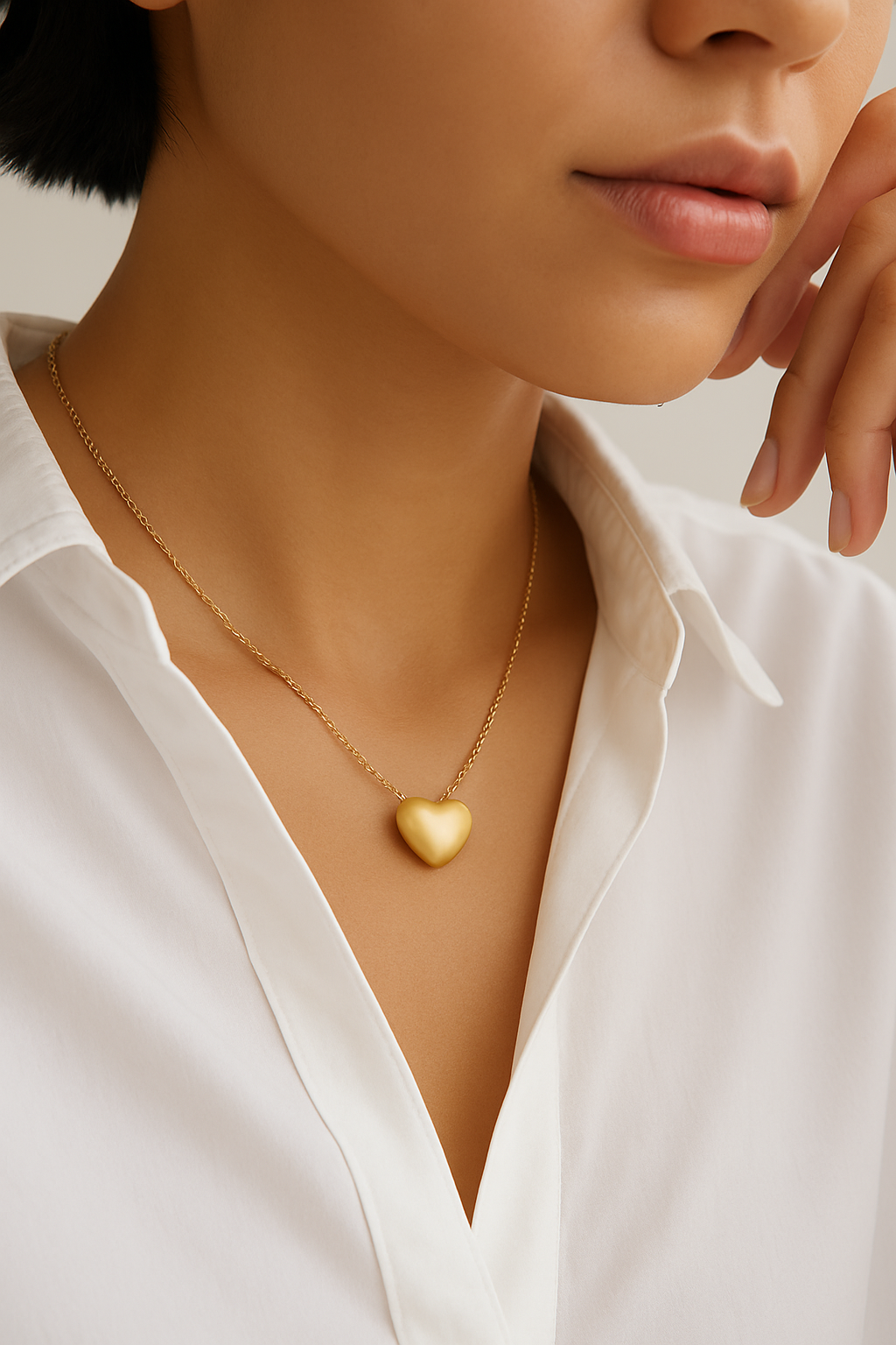 Anti Tarnish Gold Plated Heart Pendant Necklace