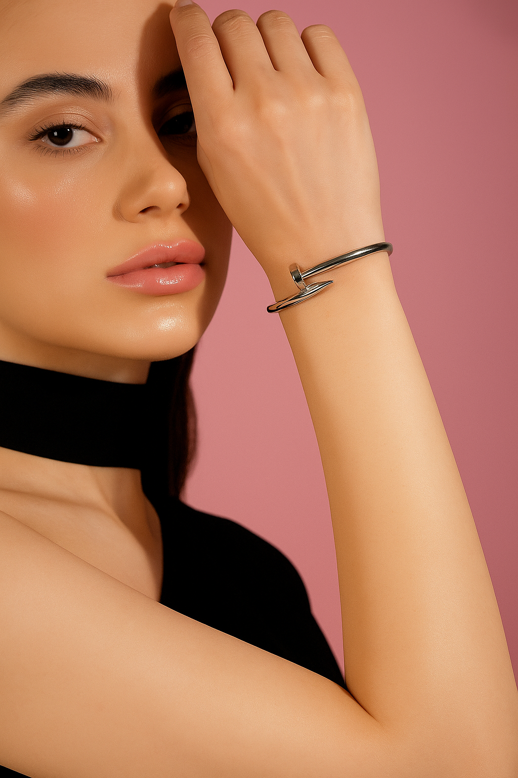 Silver Pointe Cable Bangle Bracelet