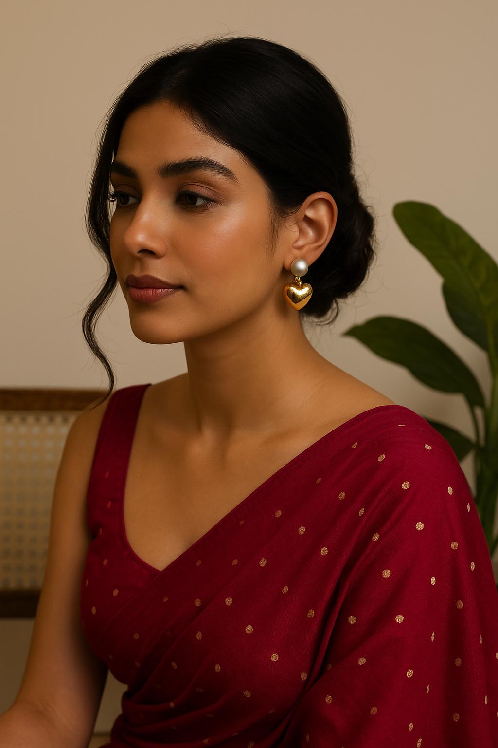 Lustre Pearl drop Heart Studs