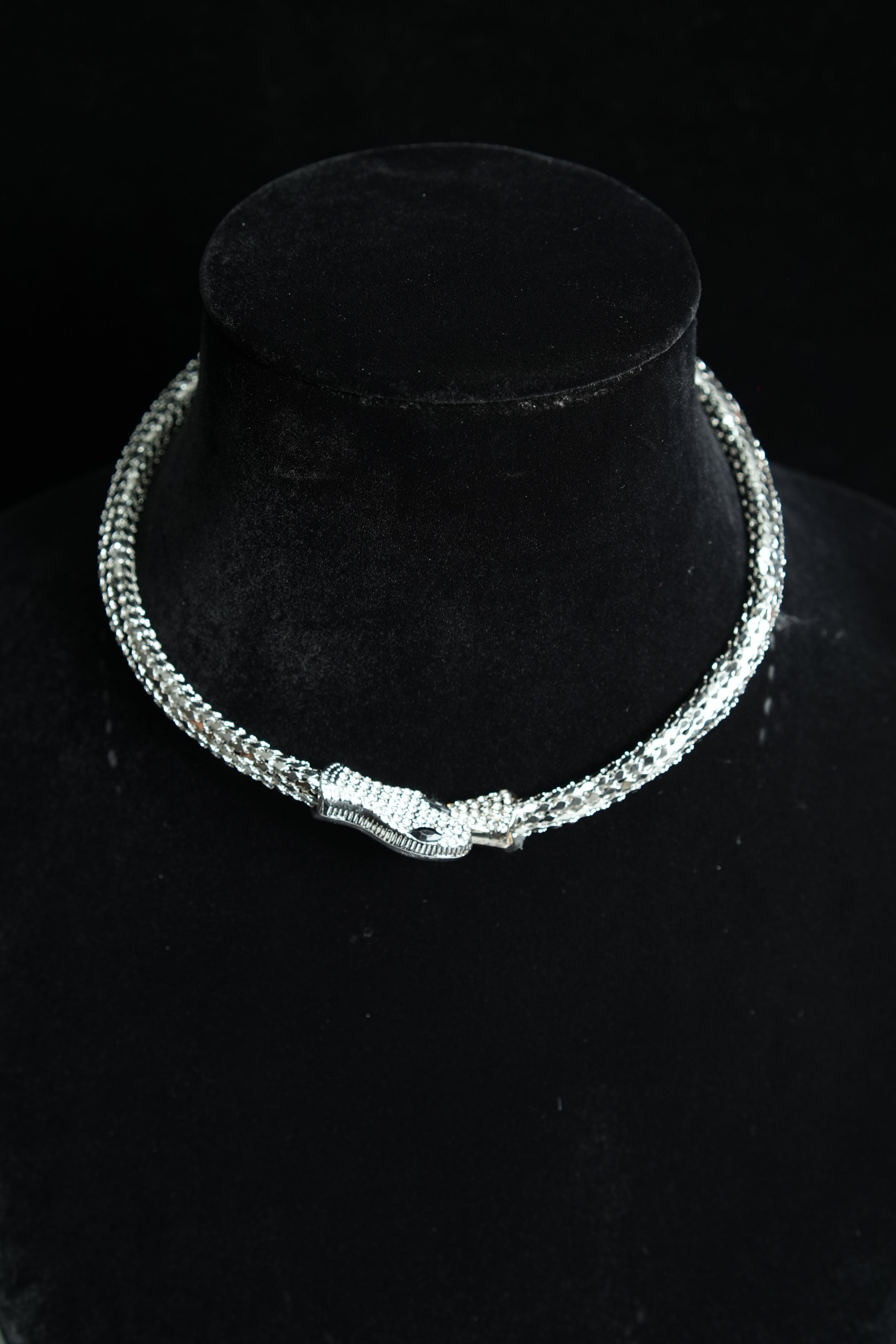 Silver CZ Snake Necklace