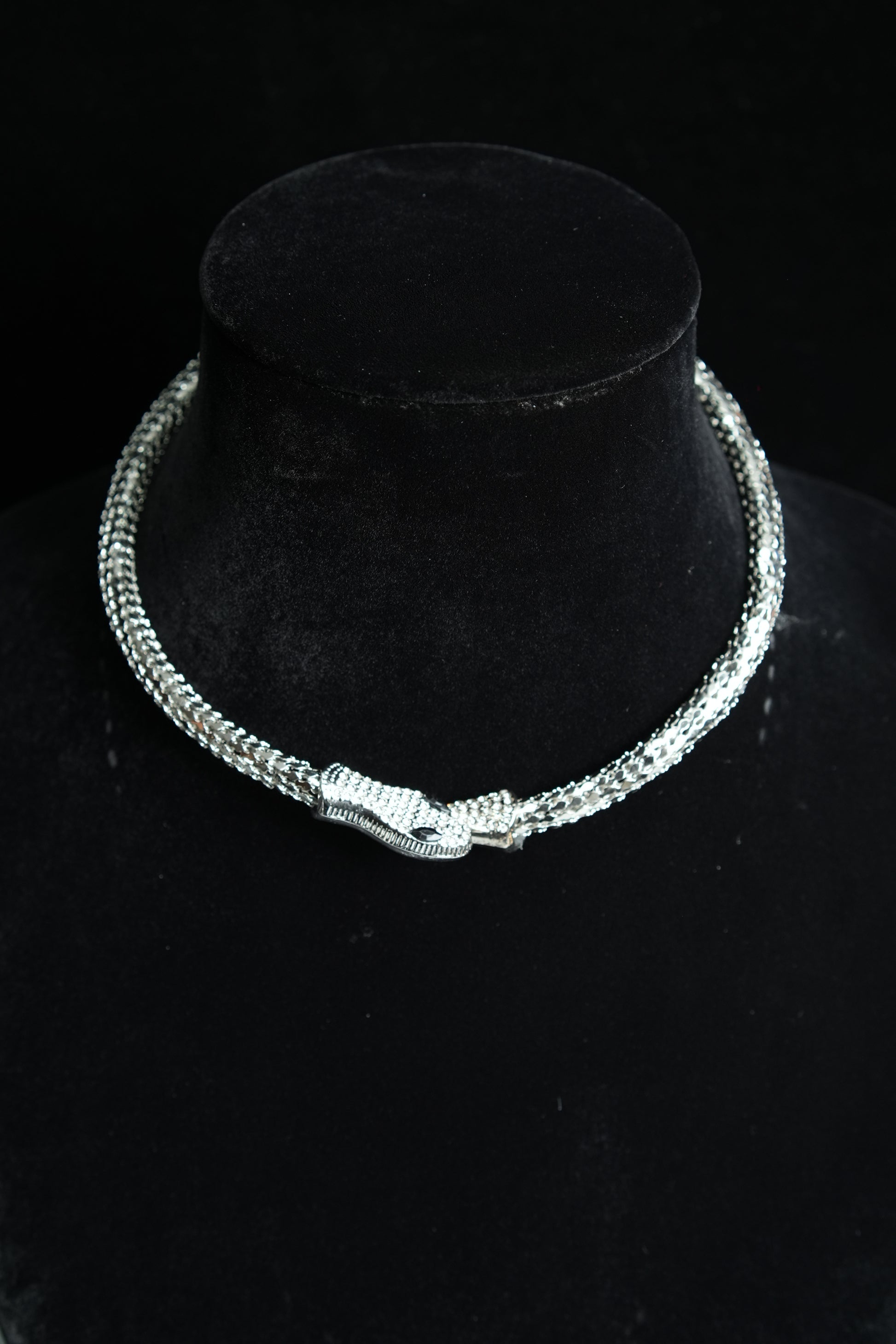 Silver CZ Snake Necklace