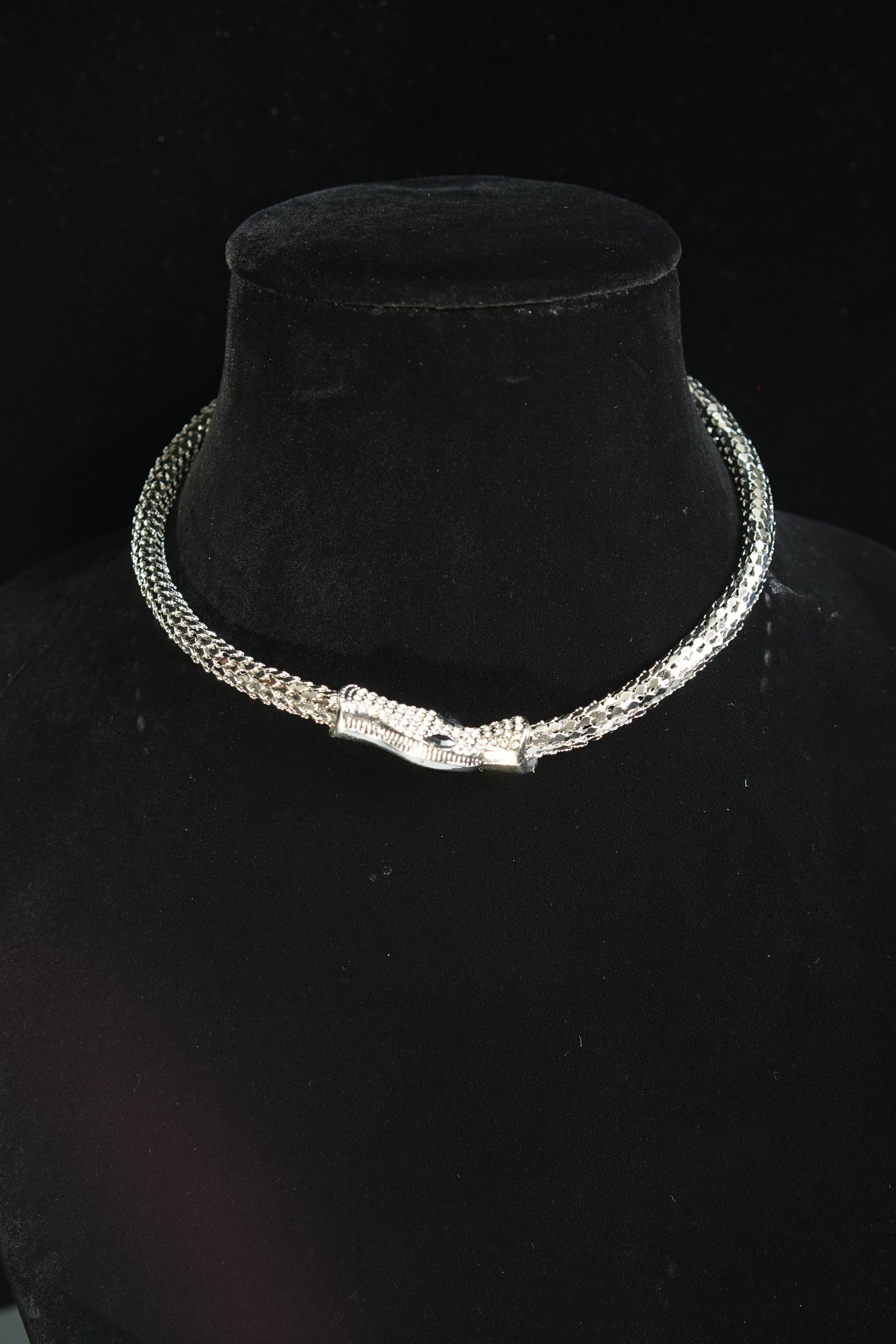Silver CZ Snake Necklace