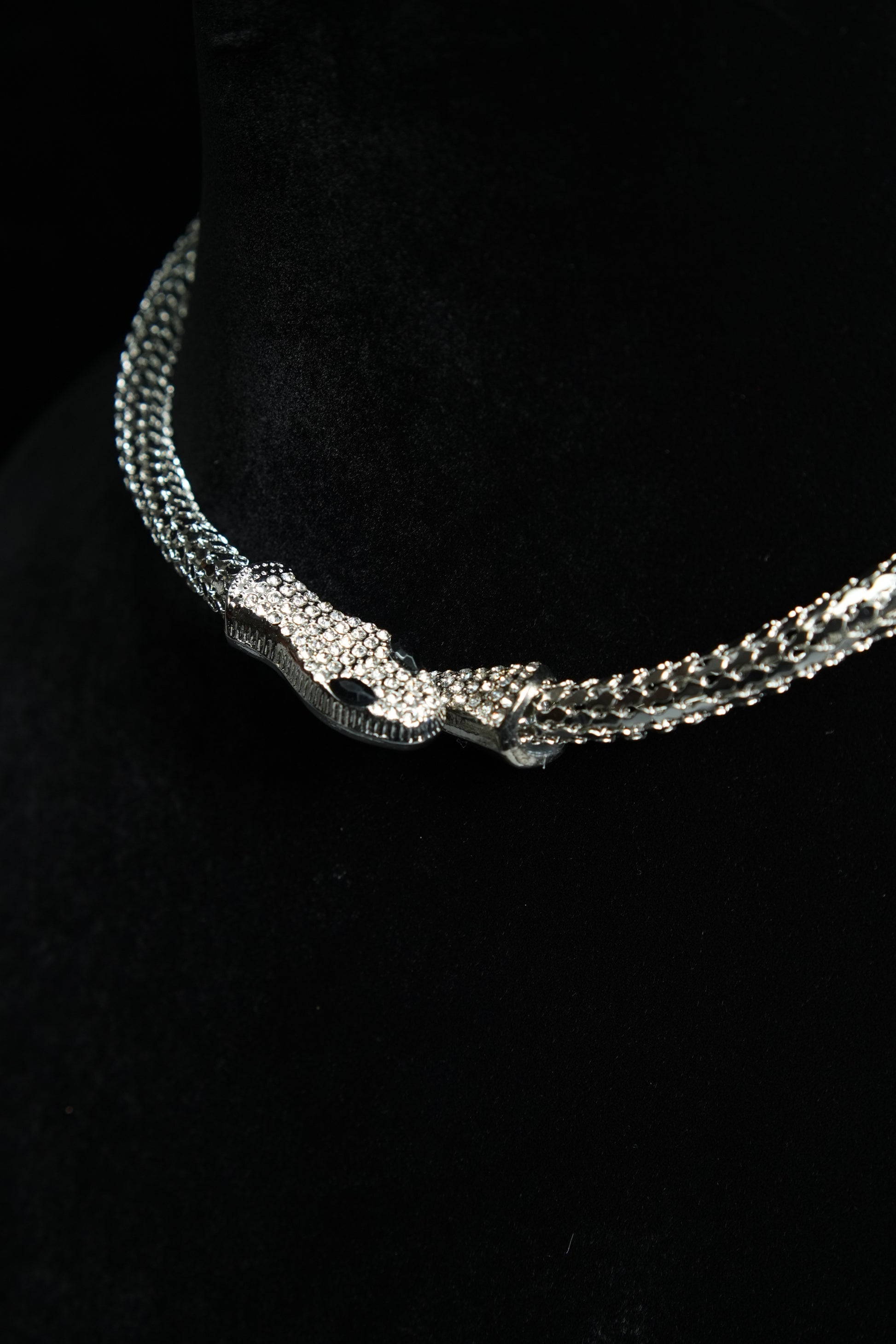 Silver CZ Snake Necklace