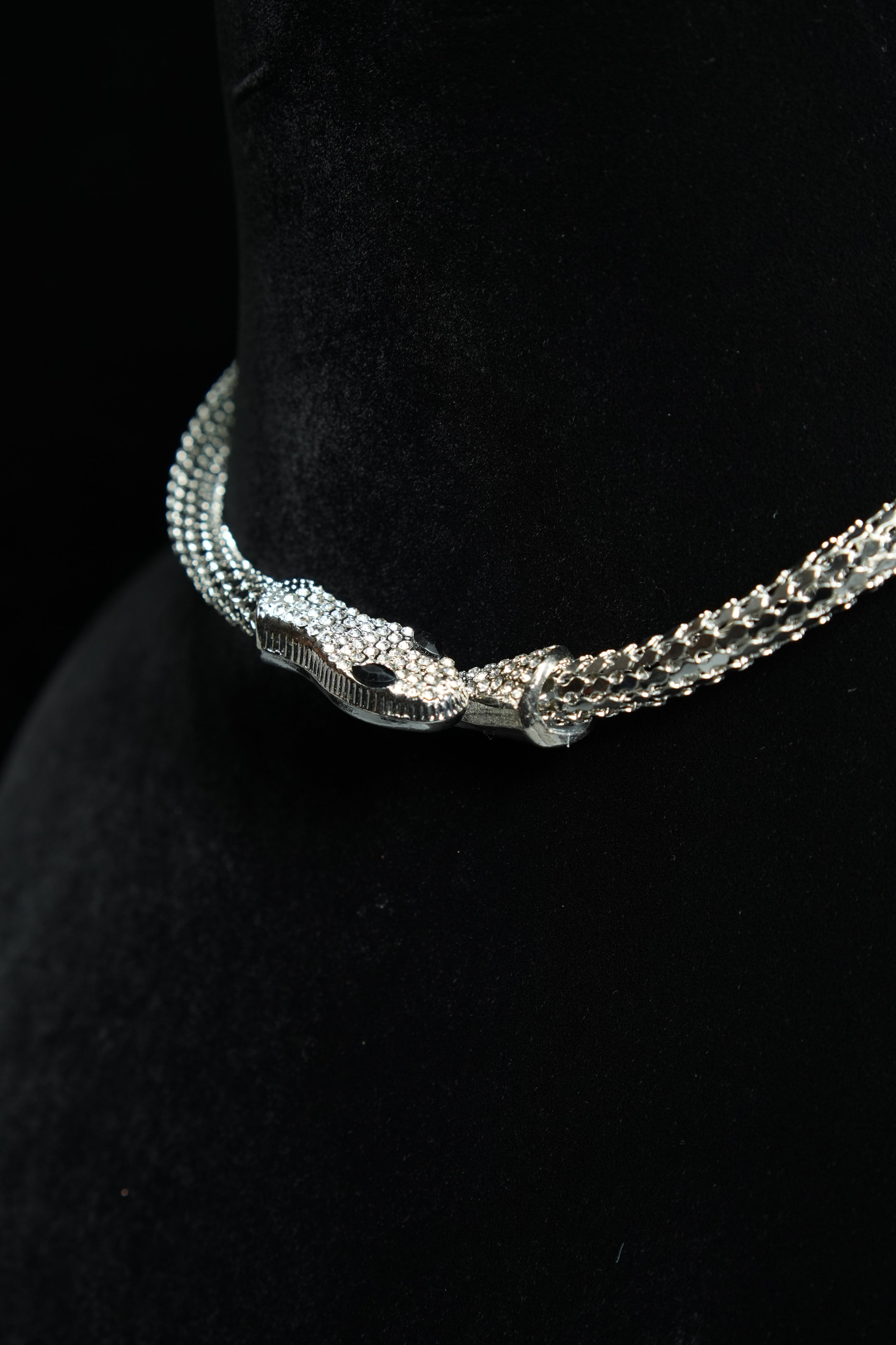 Silver CZ Snake Necklace