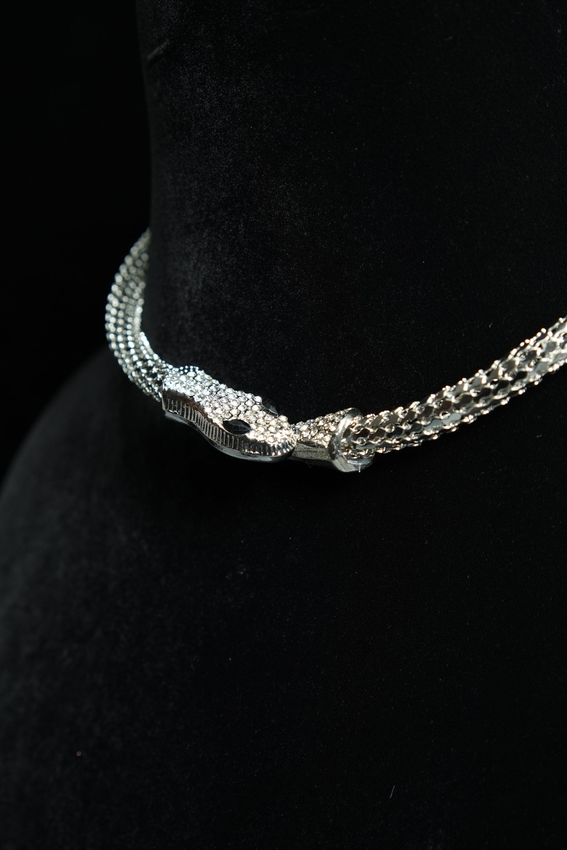 Silver CZ Snake Necklace