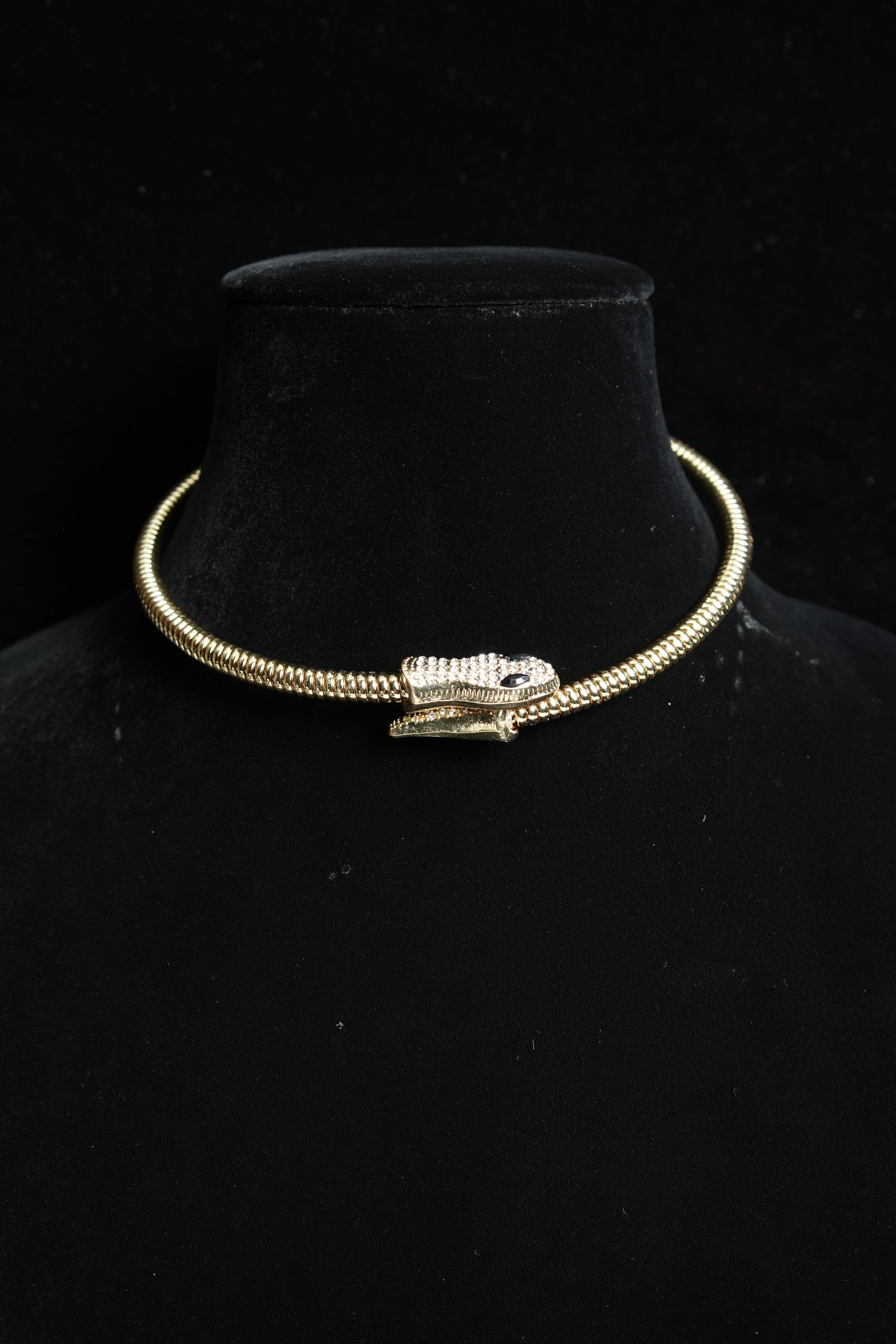Gold CZ Snake Necklace