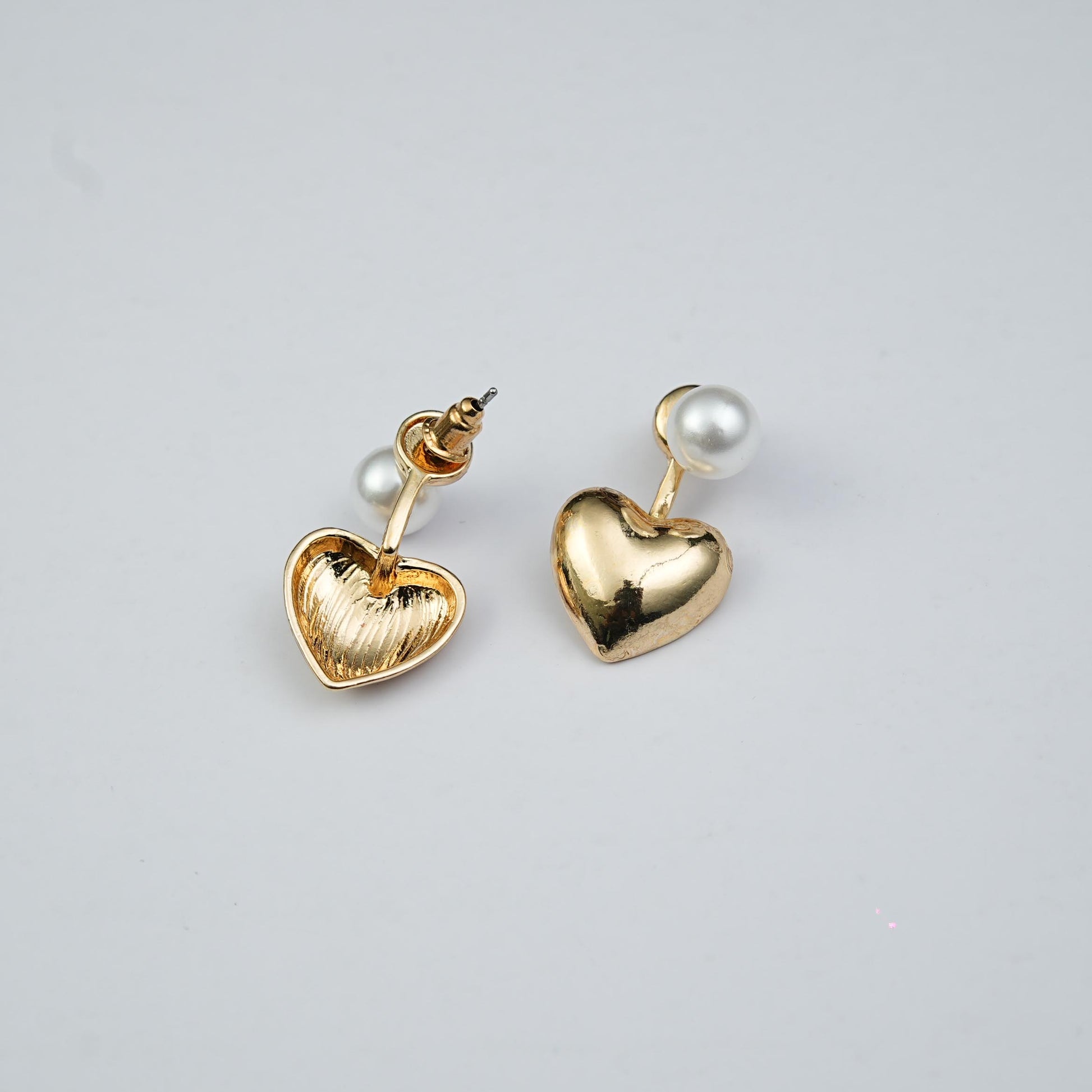 Lustre Pearl drop Heart Studs