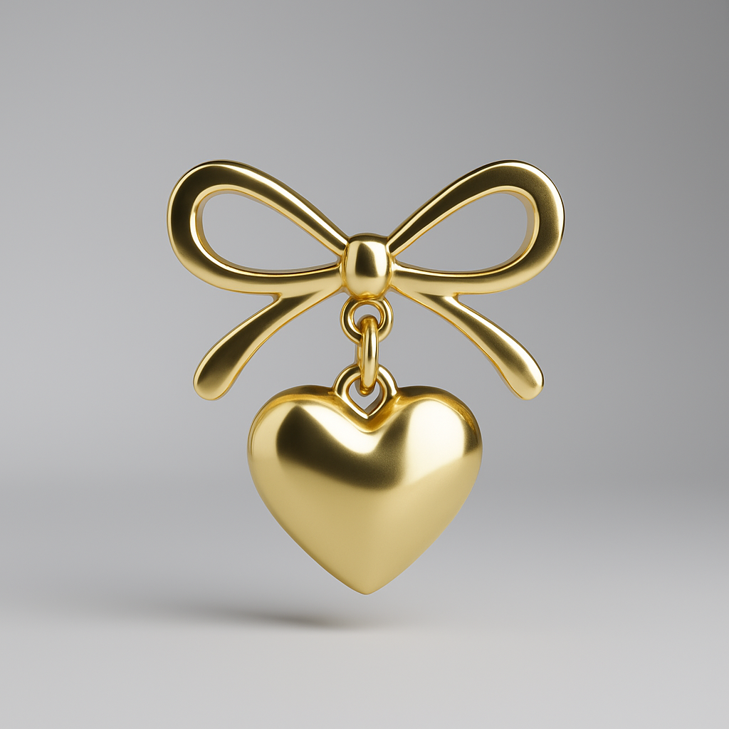 Minimal Heart bow Pendant Necklace