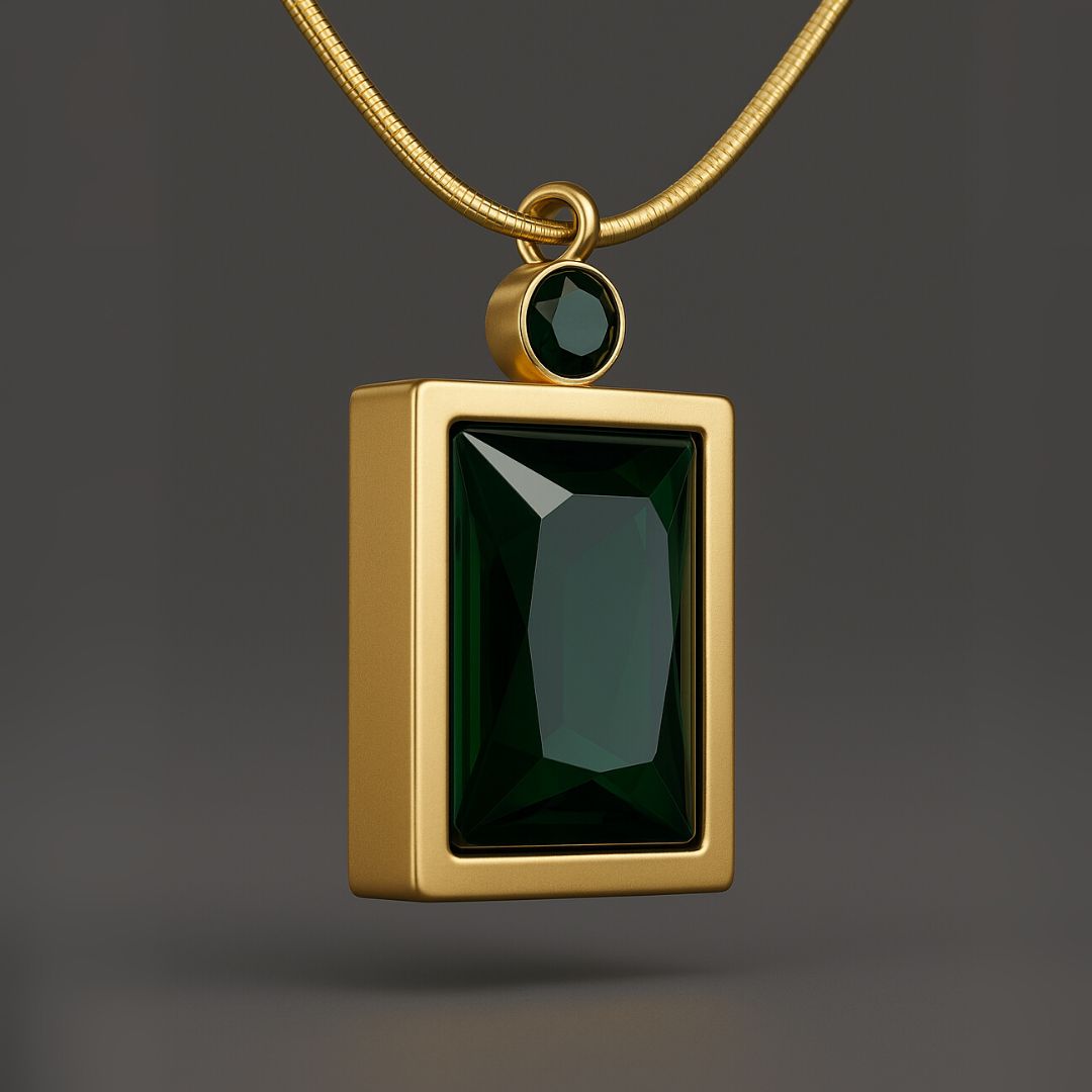Twinkle Green Emerald Gemstone Pendant Necklace