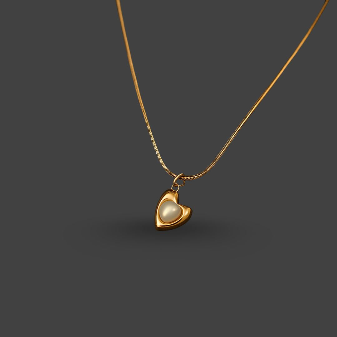 Anti Tarnish Gold Plated Pearl Heart Pendant Necklace