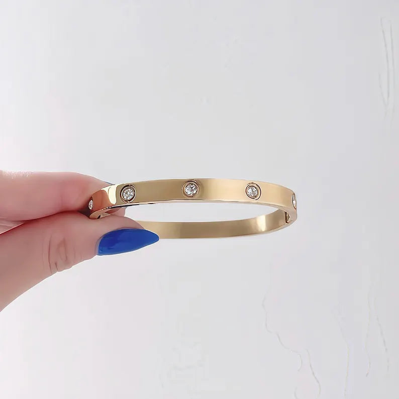 Gold Stylist Engraved Bracelet